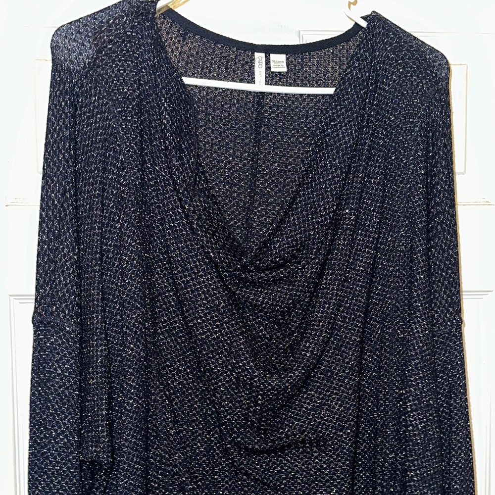 Blue and Silver Drape Top